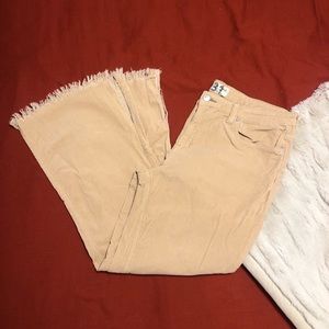 Distressed Flared Corduroy Pants